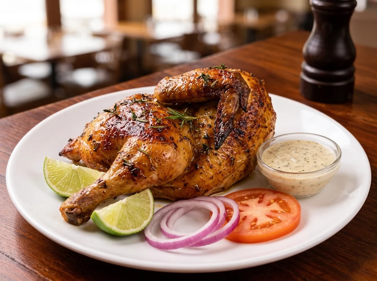 Demi-Poulet Rôti à la Broche (5 000 FCFA) — TCHICK Rôtisserie Urbaine Almadies Dakar