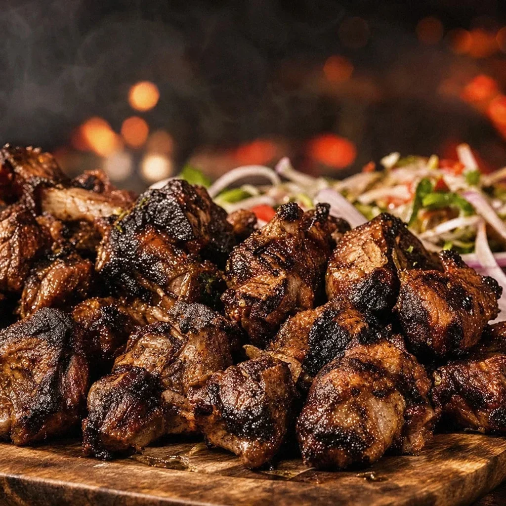 Dibi Ouest Foire — Dibi Dakar & Dibi Almadies — Dibi mouton 500 g : 5 000 FCFA · 1 kg : 10 000 FCFA · Dibi poulet demi : 5 000 FCFA · Méchoui 500 g : 6 500 FCFA chez TCHICK Rôtisserie Urbaine Almadies Dakar